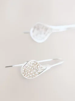 Next Tonalité argentée - Boucles d’oreilles gouttes pétales scintillantes Best