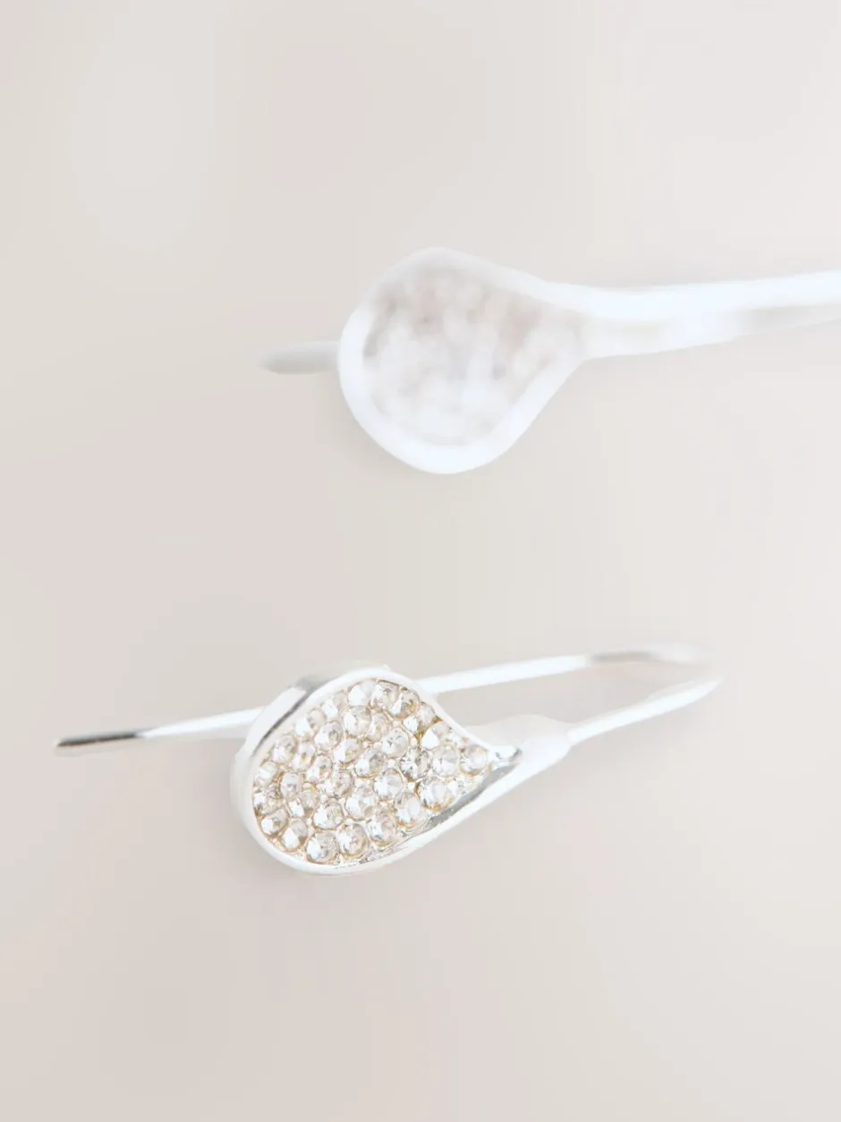 Next Tonalité argentée - Boucles d’oreilles gouttes pétales scintillantes Best