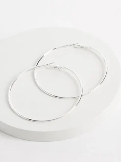 Next Tonalité argentée - Boucles d’oreilles créoles surdimensionnées Clearance