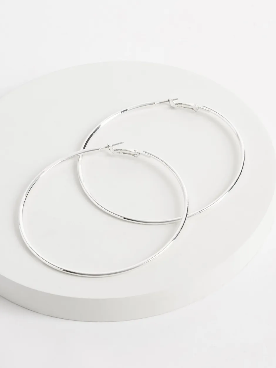 Next Tonalité argentée - Boucles d’oreilles créoles surdimensionnées Clearance