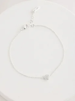 Next Tonalité argentée - Bracelet de cheville avec cœur pavé New