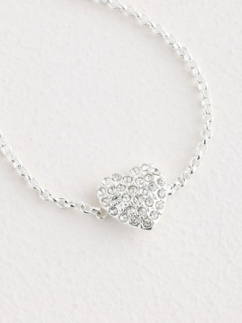 Next Tonalité argentée - Bracelet de cheville avec cœur pavé New