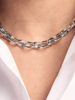 Next Tonalité argentée - Collier à double maillons et grosse chaîne Discount
