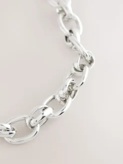 Next Tonalité argentée - Collier à double maillons et grosse chaîne Discount