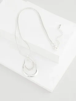 Next Tonalité argentée - Collier pavé ovale tourbillonnant Clearance