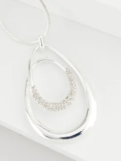 Next Tonalité argentée - Collier pavé ovale tourbillonnant Clearance