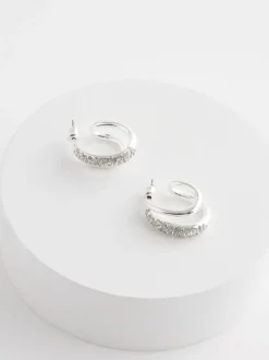 Next Tonalité argentée - Créoles doubles scintillantes Best