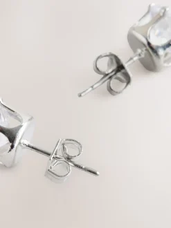 Next Tonalité argentée - Grands clous d'oreilles en zircon cubique Online