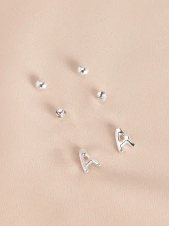 Next Tonalité argentée - Lot de boucles d’oreilles initiales Hot