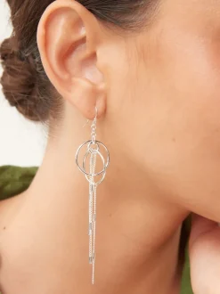 Next Tonalité argentée - Pendants d'oreilles chaîne et cercle New