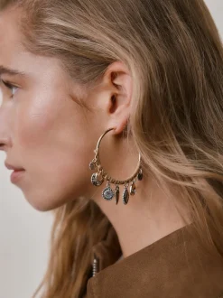 Next Tonalité d'or - Boucles d’oreilles créoles à breloque enveloppantes Online