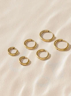 Next Tonalité d'or - Boucles d'oreilles Huggie Hoop en acier inoxydable 3 Lot Outlet