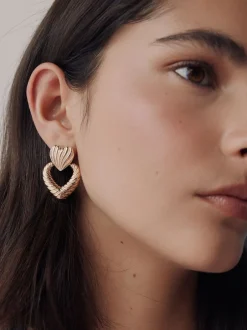 Next Tonalité d'or - Boucles d’oreilles Cœur Statement Clearance