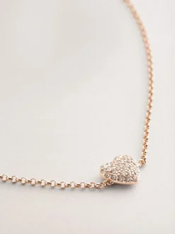 Next Tonalité d'or - Bracelet de cheville avec cœur pavé Discount