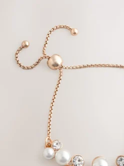 Next Tonalité d'or - Bracelet extensible effet perles scintillantes Sale