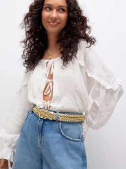 Next Tonalité d'or - Ceinture en cuir tressé à la main Clearance