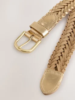 Next Tonalité d'or - Ceinture en cuir tressé à la main Clearance