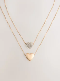 Next Tonalité d'or - Collier cœur pavé à deux rangs Online