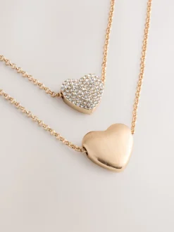 Next Tonalité d'or - Collier cœur pavé à deux rangs Online