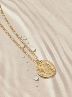 Next Tonalité d'or - Collier en acier inoxydable avec disque martelé Online