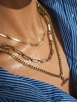 Next Tonalité d'or - Collier en acier inoxydable avec barre en T Outlet