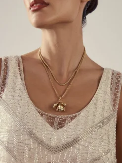 Next Tonalité d'or - Collier long à fleurs