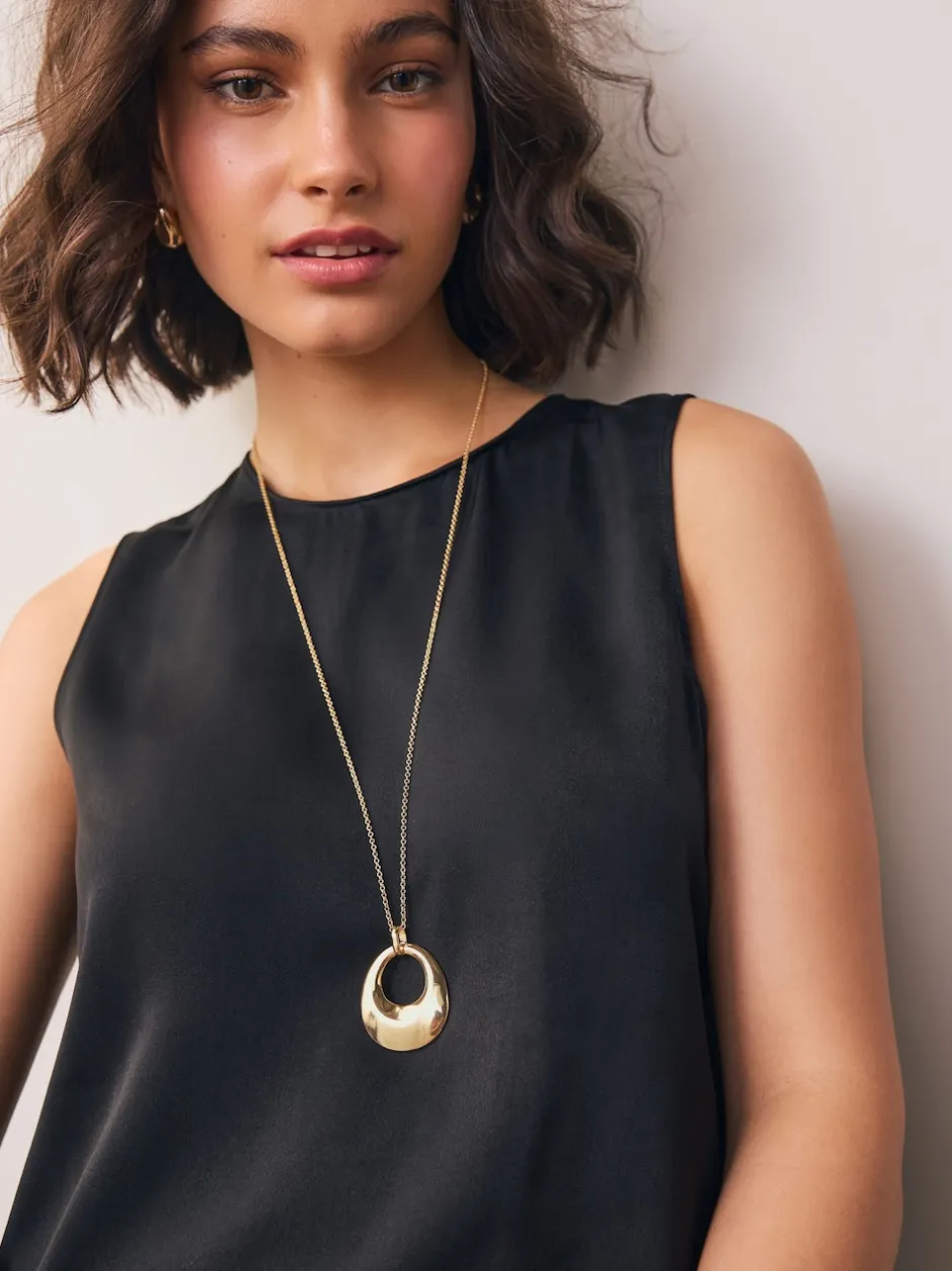 Next Tonalité d'or - Collier long à pendentif cercle ouvert Best