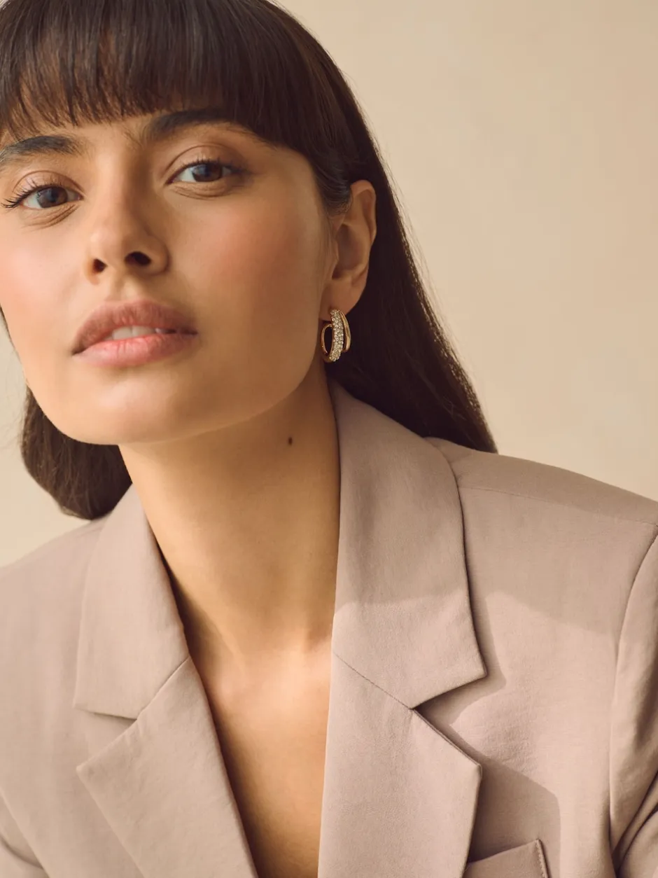 Next Tonalité d'or - Créoles doubles scintillantes Clearance