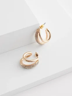 Next Tonalité d'or - Créoles doubles scintillantes Clearance