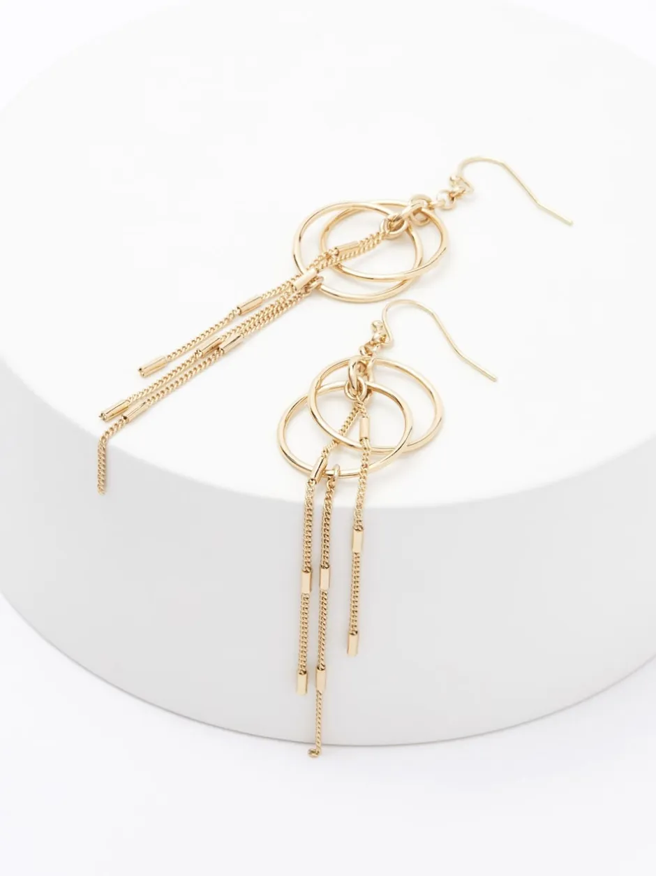 Next Tonalité d'or - Pendants d'oreilles chaîne et cercle Sale