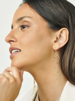 Next Tonalité d'or - Pendants d'oreilles chaîne et cercle Sale