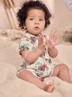 Next Tracteur écru à col imprimé - Barboteuse Kidston 100% Cotton Cath Outlet