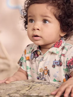 Next Tracteur écru à col imprimé - Barboteuse Kidston 100% Cotton Cath Outlet