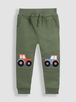 Jojo Maman Bébé Tracteur vert kaki - Lot de 2pantalons de jogging à motif appliqué genou et uni Discount