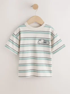 Next Train bleu/écru - T-shirt Rayure Manches courtes (3mois-7ans) (3mois-7ans) New