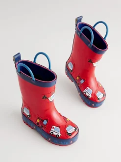 Next - Bottes de pluie à poignée Transport rouge Discount