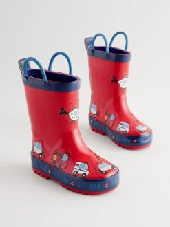 Next - Bottes de pluie à poignée Transport rouge Discount