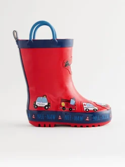 Next - Bottes de pluie à poignée Transport rouge Discount