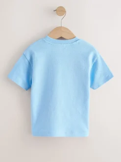 Next - T-shirt appliqué Manches courtes (3mths-7yrs) Trio petit-déjeuner bleu clair Sale