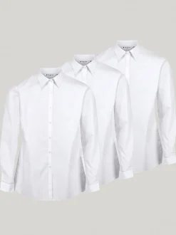 Trutex Blanc Coupe ajustée Manches longues 3 Lot School Chemises Sale