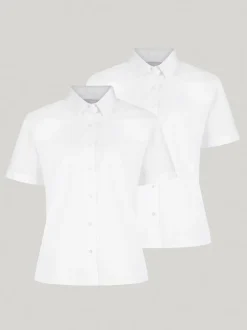 Trutex White Regular Fit Manches courtes  2 Pack School Shirts Hot