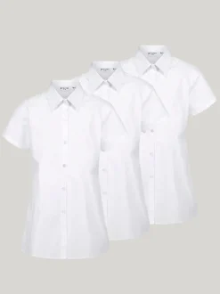 Trutex White Regular Fit Manches courtes  3 Pack School Shirts