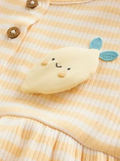 Next T-shirt bleu et citron imprimé à boutons - Lot de 3 barboteuses bébé en jersey Best