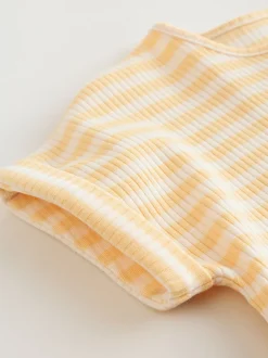 Next T-shirt bleu et citron imprimé à boutons - Lot de 3 barboteuses bébé en jersey Best