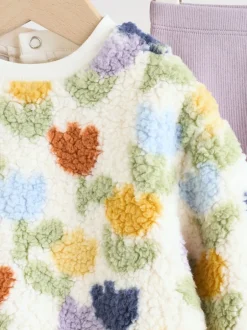 Next tulipe Crème/Violet - Ensemble de Hauts et Leggings en polaire Bébé 2 pièces (0mois-2ans)