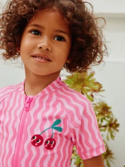 Next - Maillot de bain Sunsafe (3mths-10yrs) Vague cerise rose