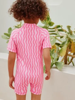 Next - Maillot de bain Sunsafe (3mths-10yrs) Vague cerise rose