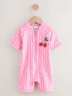 Next - Maillot de bain Sunsafe (3mths-10yrs) Vague cerise rose