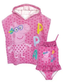 Vanilla Underground Girls Peppa Pig Swimsuit and Towel poncho set. Hot