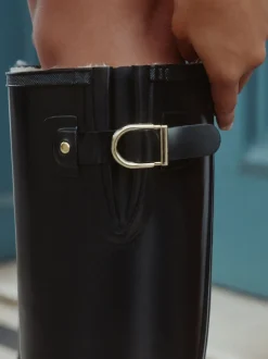 Next Vernies noires - Bottes de pluie hauteur genou doublées de fausse fourrure haut de gamme Online